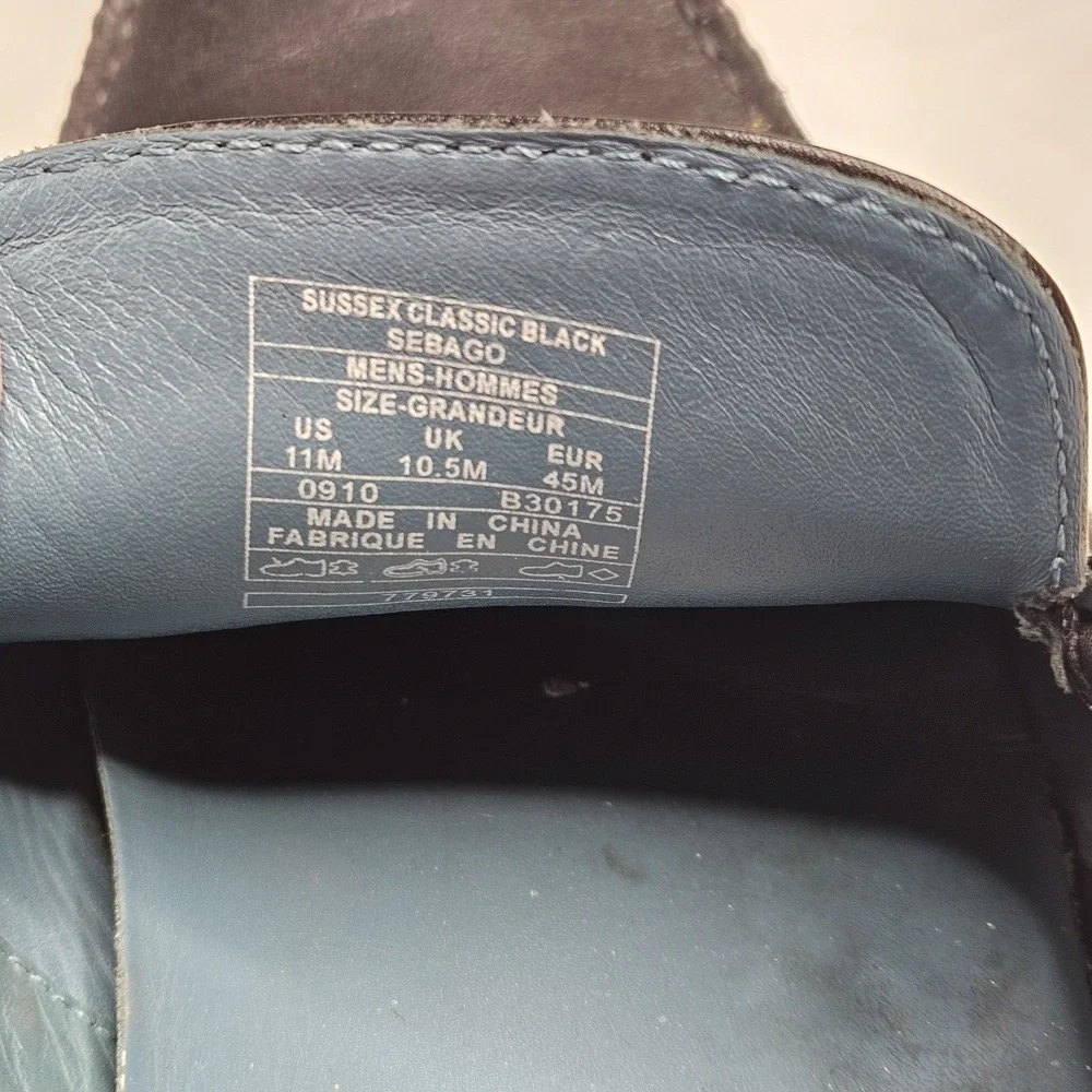 Sebago Sussex Classic Shoes Mens 11M Black Leather Penny Loafer Genuine Handsewn